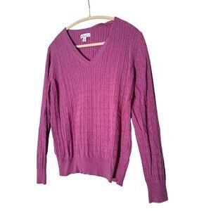 Kim Rogers Purple V Neck Ribbed Sweater Sz XL